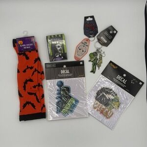 Spirit Halloween Keychain Decal Knee High Socks Beetlejuice Lot